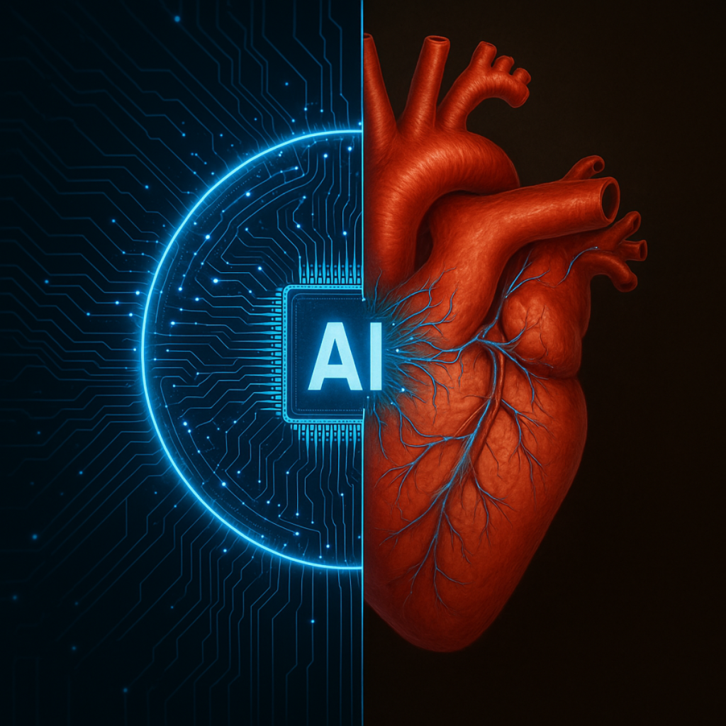 An image of an AI agent intertwined with the human heart.