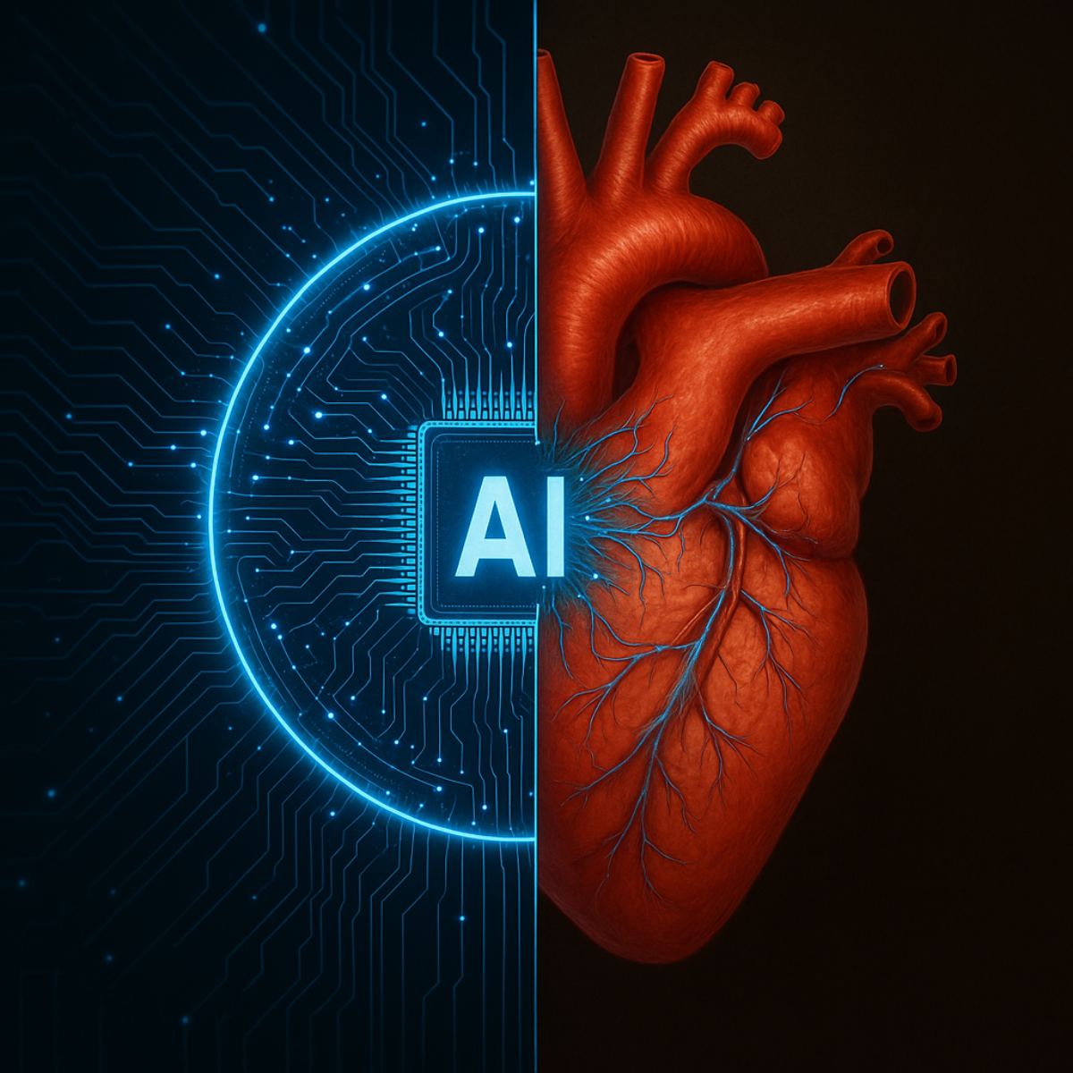 An image of an AI agent intertwined with the human heart.