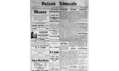 Vulcan Advocate (August 1913), from the Historical Newspapers collection