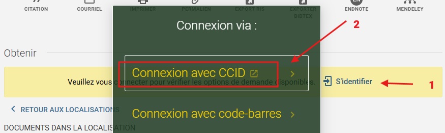 Connexion avec CCID ou code-barres